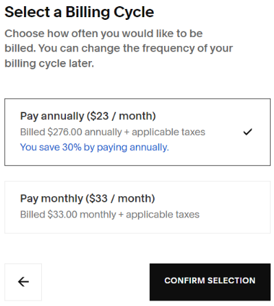 Select The Plan's Billing Period Select The Plan's Billing Period